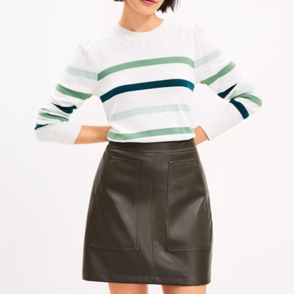 Loft Soft Vegan Leather Lined Mini A-Line Skirt Size 6P NWT $79 - Picture 1 of 6